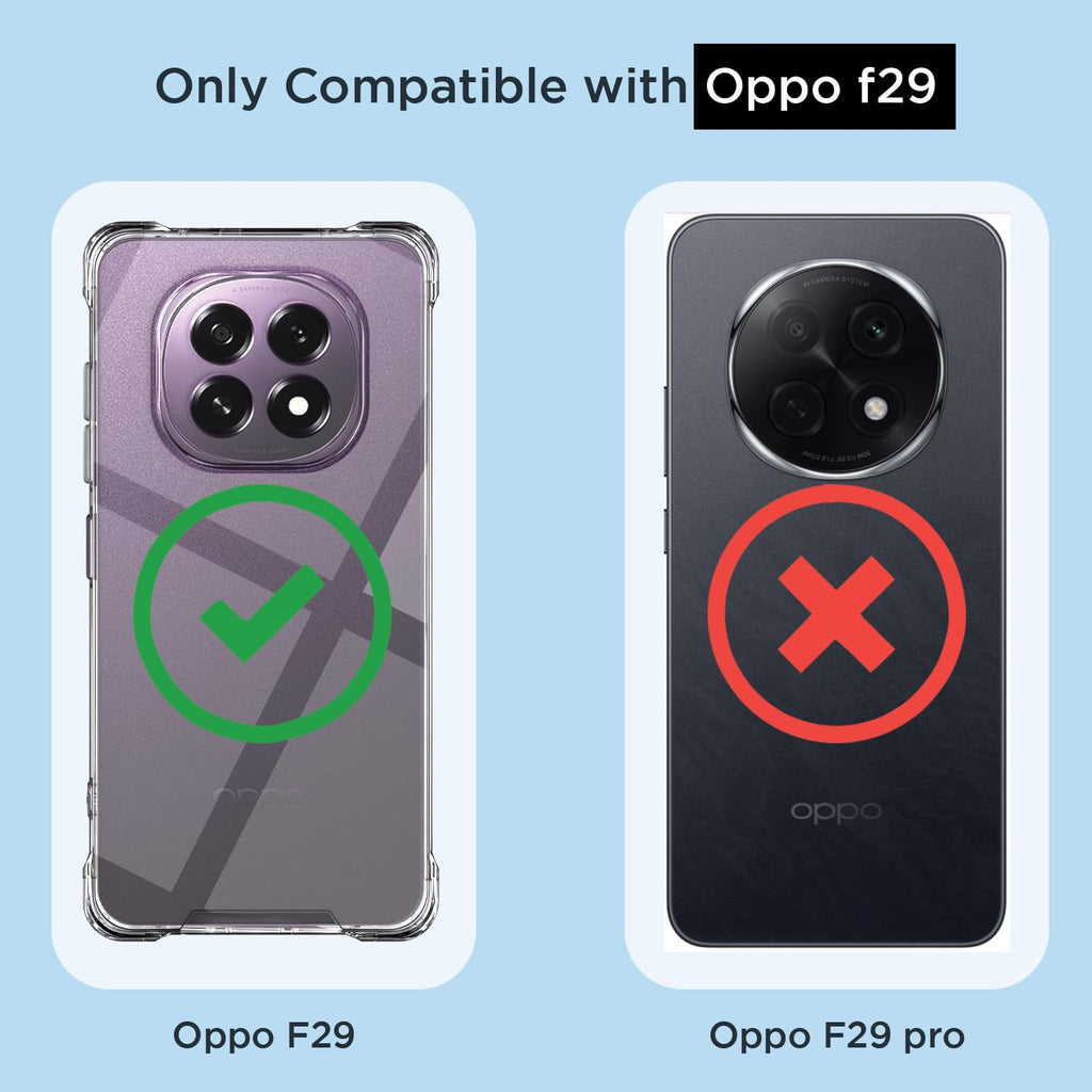 Transparent Raised Edges Shockproof Protective Phone Bumper Case for Oppo F29 5G PC + TPU Clear