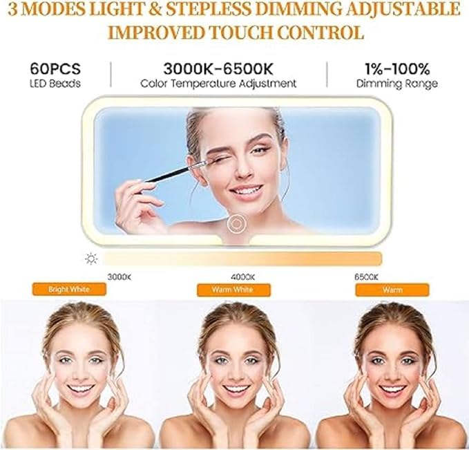 FolksWheel LED Car Sun Visor Mirror - 3 Light Modes, Rechargeable