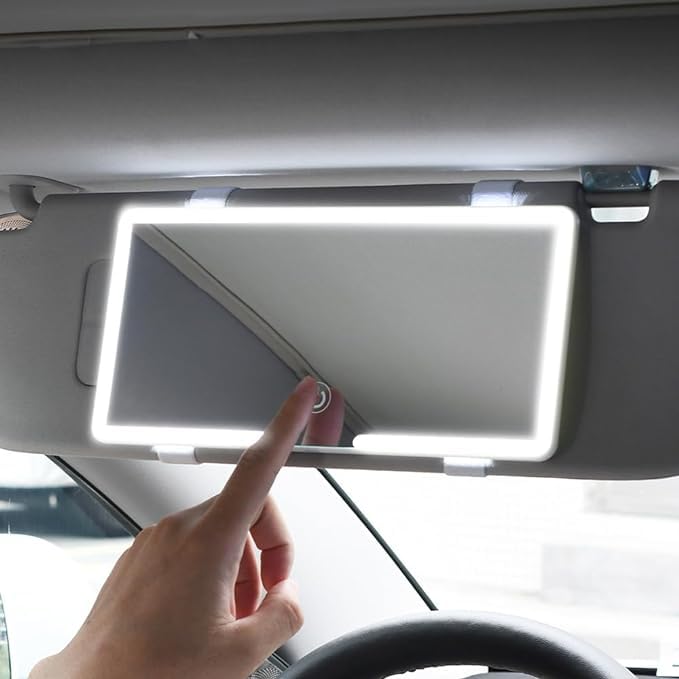 FolksWheel LED Car Sun Visor Mirror - 3 Light Modes, Rechargeable