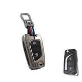 Folkswheel Metal Silicon Car Key Case Fit for Toyota Innova Crysta | Corolla Altis Flip Key (2 Button)