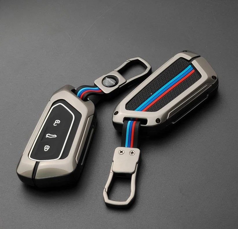 Metal Alloy Key Cover Compatible for Skoda and VW - Taigun | Kushaq | kodiaq | Virtus | T Roc 3 Button Smart Key