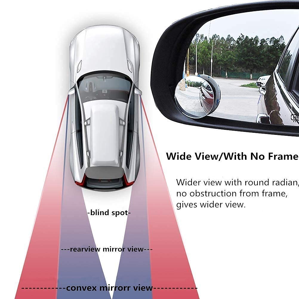 CarFrill HD Glass Frameless Round Convex Rear View Blind Spot Mirror Cars/Trucks/Vans (2") -Pack of 2