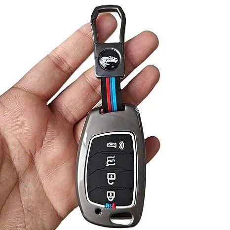 Zinc Metal Alloy Car Key Cover | Compatible with Hyundai Sonata, Santa Fe, Accent, Tucson, Elantra, Mistra 4 Button Flip Key