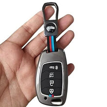 Load image into Gallery viewer, Zinc Metal Alloy Car Key Cover | Compatible with Hyundai Sonata, Santa Fe, Accent, Tucson, Elantra, Mistra 4 Button Flip Key