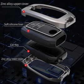 Toyoto Innova Crysta | Hycross Land Cruiser | Hilux |Toyota Hycross Innova Luxury Premium Metal Smart Car Key Cover Key Case With Key Chain(2 Button)