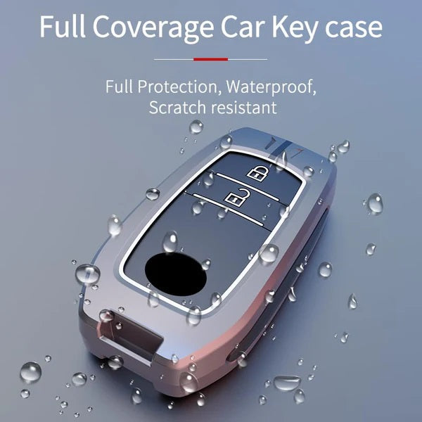 Toyoto Innova Crysta | Hycross Land Cruiser | Hilux |Toyota Hycross Innova Luxury Premium Metal Smart Car Key Cover Key Case With Key Chain(2 Button)