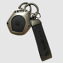 Load image into Gallery viewer, FOLKSWHEEL Suzuki Old Key Metal Alloy Leather Keycase with Holder &amp; Rope Chain