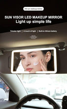 Load image into Gallery viewer, Folkswheel Car Sun Visor Vanity Mirror, Big Led Car Mirror with 3 Light Modes &amp; 80 LEDs, Rechargeable Car Makeup Mirror - Dimmable Touch Control, Car Light Up Mirror Universal for Car