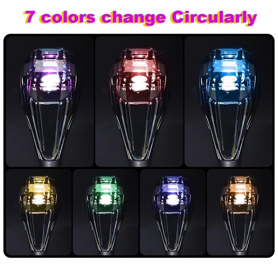 LED Crystal Sensor Touch 7 Colors Gear Knob Silver