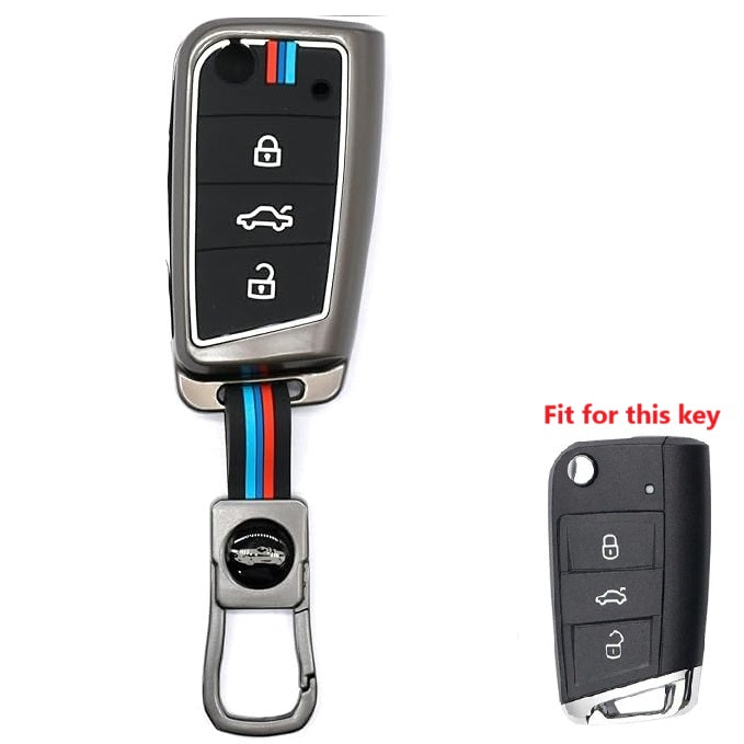 Metal Silicon Alloy Key case for Skoda/Volkswagen 3 Button Flip Key