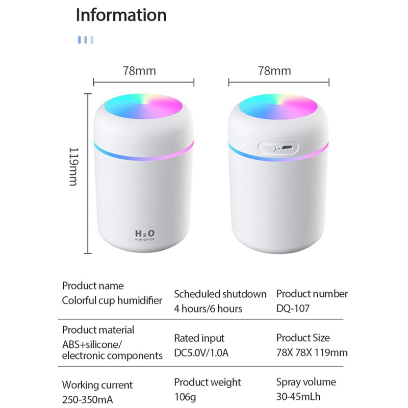 Folkswheel Humidifier for room moisture, aroma diffuser for home fragrance, essential oil diffuser Electric, Fragrance diffuser for home office and car, Ultrasonic Air humidifier