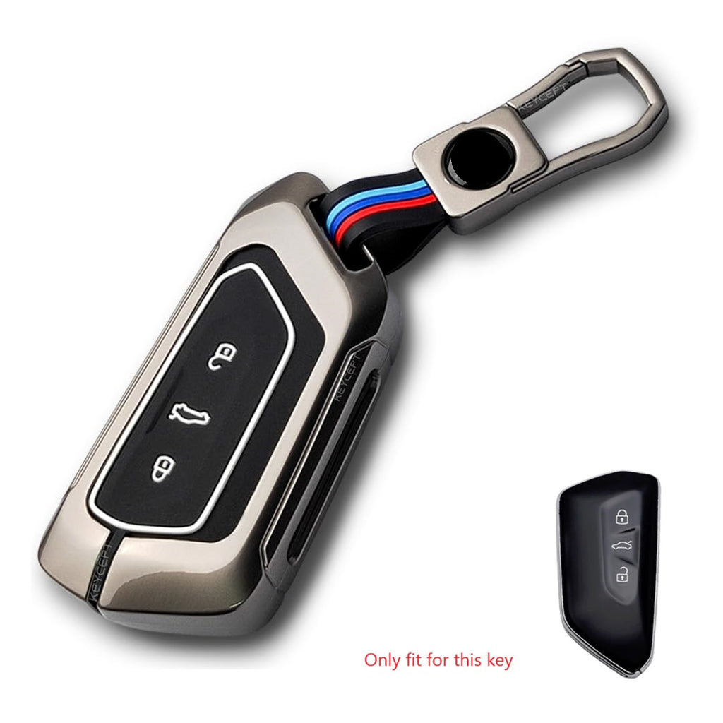 Metal Alloy Key Cover Compatible for Skoda and VW - Taigun | Kushaq | kodiaq | Virtus | T Roc 3 Button Smart Key