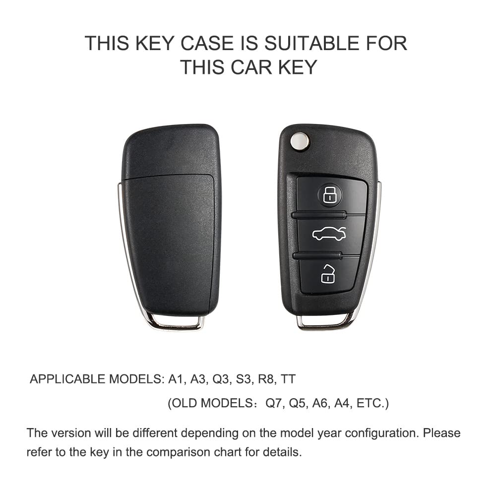 Folkswheel Metal Silicon Key Case for AUDI 3 Button (Flip Key)