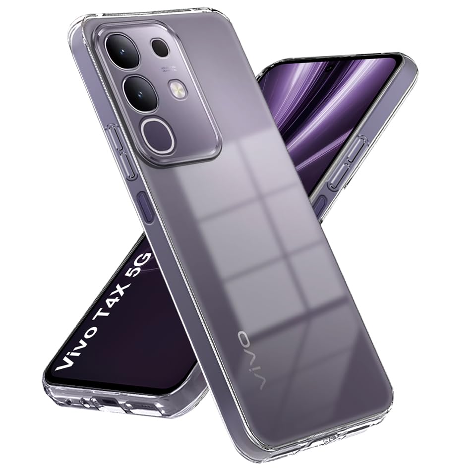 Shockproof Crystar Clear Back Case Cover for Vivo T4X 5G | Transparent Back Cover