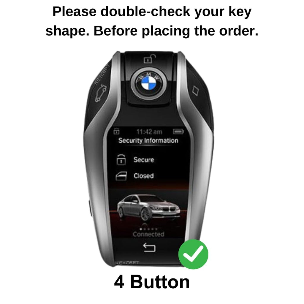 Folkswheel Smart Key Case, Keychain, Metal Shell Cover Compatible with BMW 1 3 4 5 6 7 Series X3 X4 M5 M6 GT3 GT5, Gunmetal