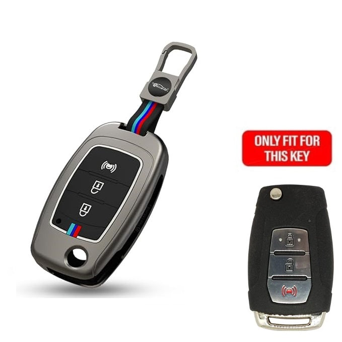 Folkswheel Metal Silicon Key Case fit for Mahindra XUV-300 Flip Key