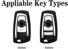 Load image into Gallery viewer, Folkswheel Metal Silicone Car Key Cover for BMW 1 3 4 5 6 7 Series X3 X4 M5 M6 GT3 GT5 Keychain Keyless Entry Remote Case Holder 4 Button Key Cover