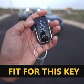 Folkswheel Toyota | Fortuner | Hycross Innova Luxury Premium Metal Smart Car Key Cover Soft Silicon Car Case Key Case With Key Chain(3 Button)