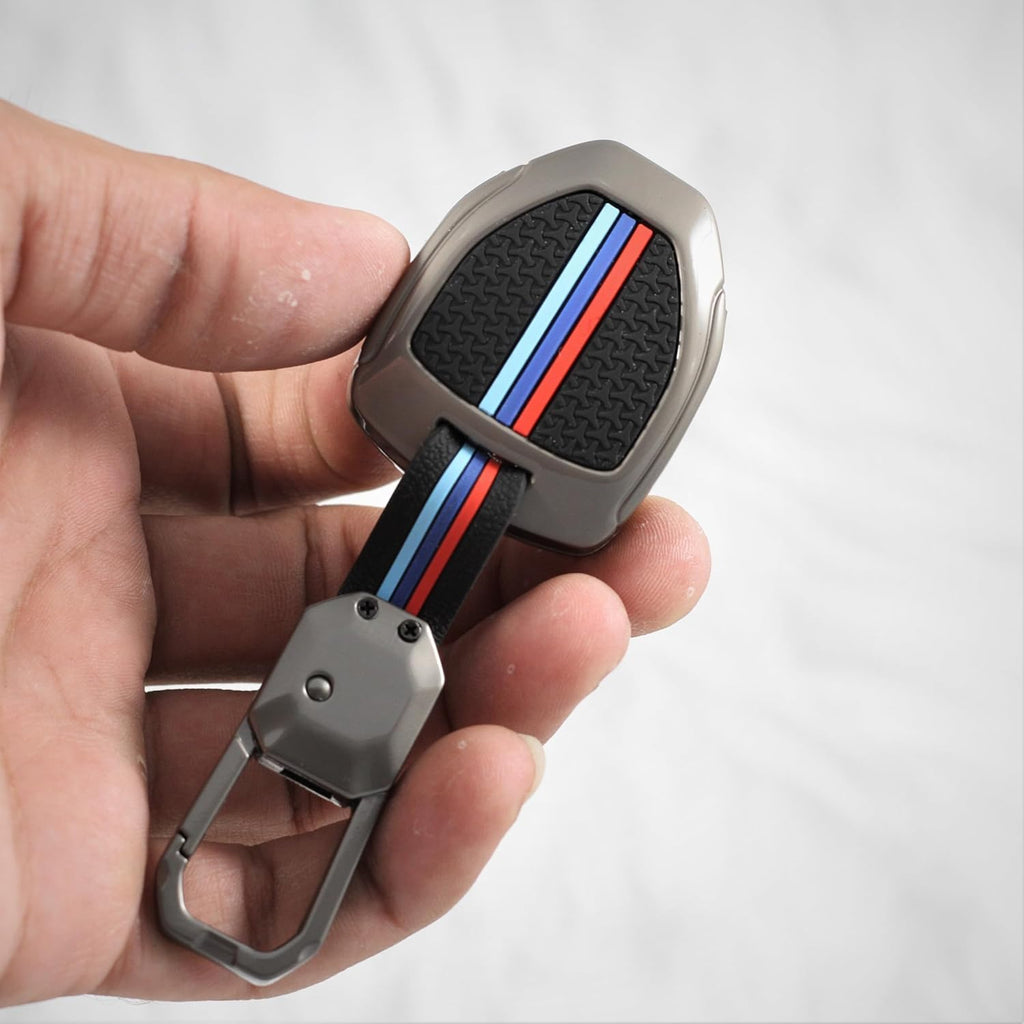 Folkswheel Metal Soft Car Key Shell with Keychain & Full Protection Key Cover for Old Toyota Innova | Fortuner | Corolla | Camry (2 Button Remote Key)