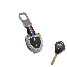 Load image into Gallery viewer, Folkswheel Metal Soft Car Key Shell with Keychain &amp; Full Protection Key Cover for Old Toyota Innova | Fortuner | Corolla | Camry (2 Button Remote Key)