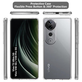 Vivo V40 / V40 Pro / T3 Ultra 5G Premium Transparent Soft Silicon Back Cover [Transparent]