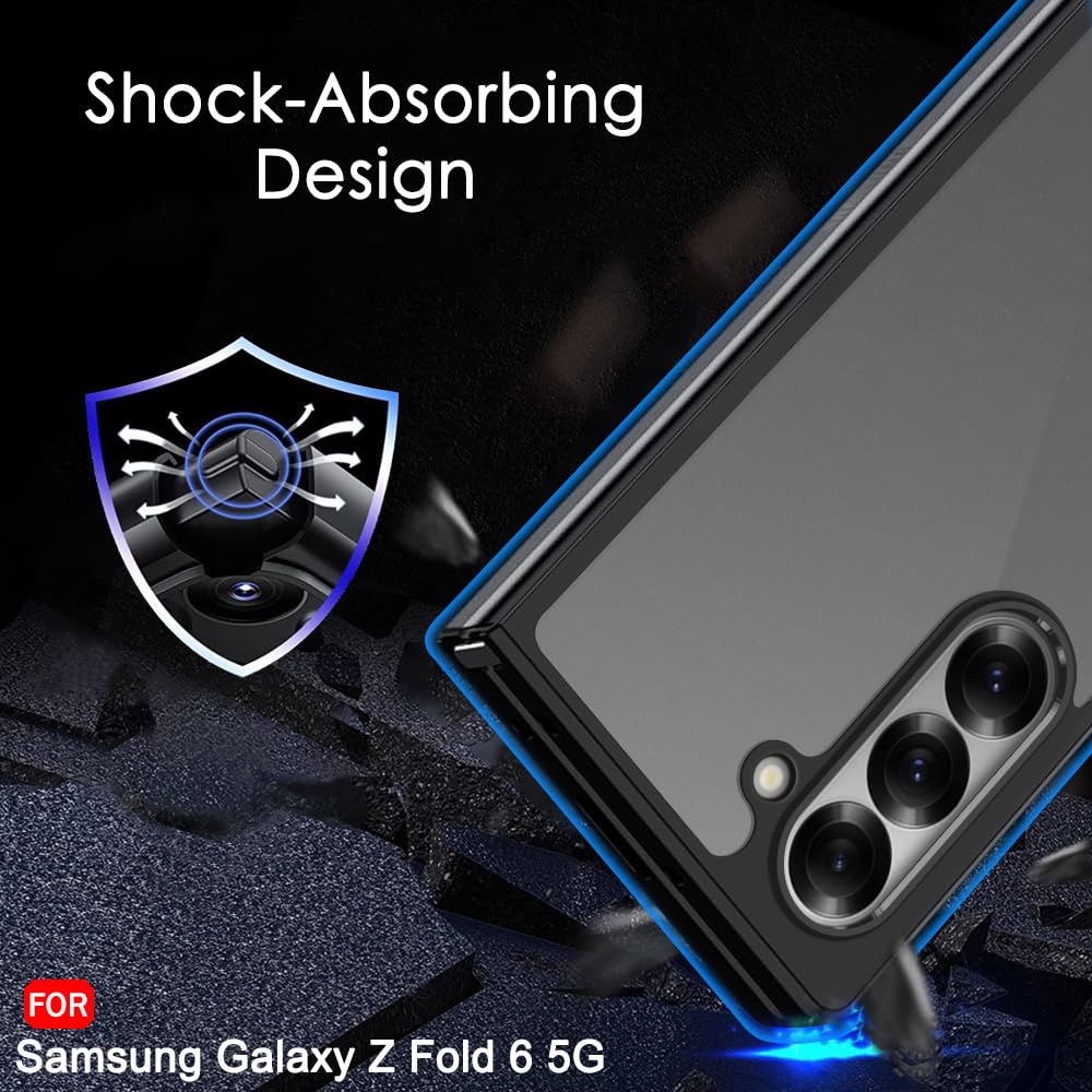 Flokswheel Ultra-Hybrid Sleek Armor Back Cover Case for Samsung Galaxy Z Fold 6 5G | 360° Protection | Smoke Black Matte Hard Translucent Back Cover Case for Samsung Z Fold6 (PC & TPU, Black Bumper)