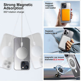 For iPhone Compatible With Magsafe, Scratch-Resistant,Thin And Slim, Classic, Magnetic Back Case, Transparent Clear