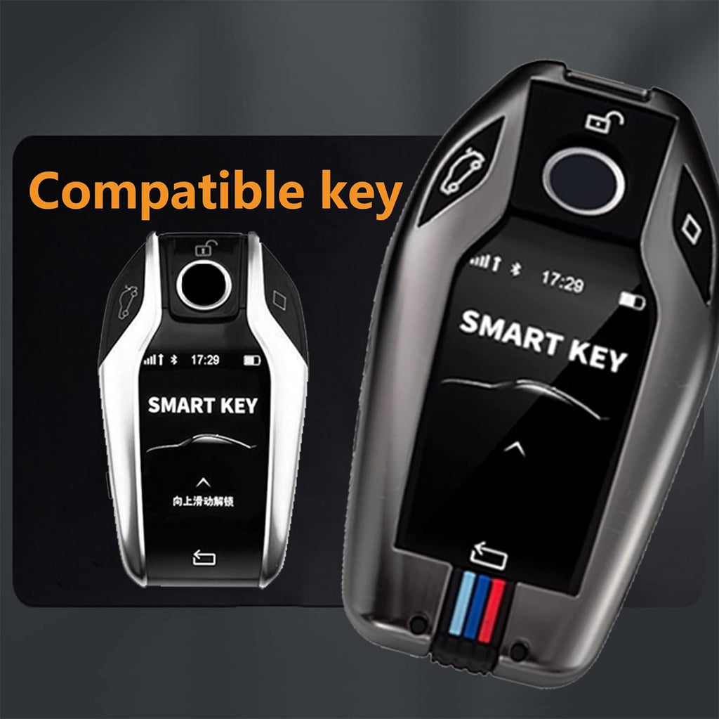 Folkswheel Smart Key Case, Keychain, Metal Shell Cover Compatible with BMW 1 3 4 5 6 7 Series X3 X4 M5 M6 GT3 GT5, Gunmetal