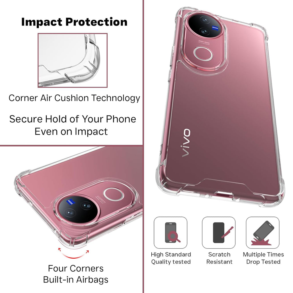 Shockproof Clear Hybrid Armor Back Cover Case for Vivo V50 5G
