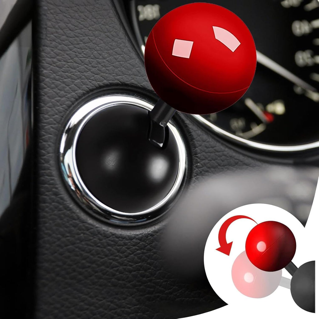 Folkswheel Push Button Start Lever, Car Push to Start Button Rocker, Car Engine Start Stop Button Joystick, Full Ball-bar Rocker Car Button Automotive One-Touch Start Button Cover Protector (Plastic, Red)