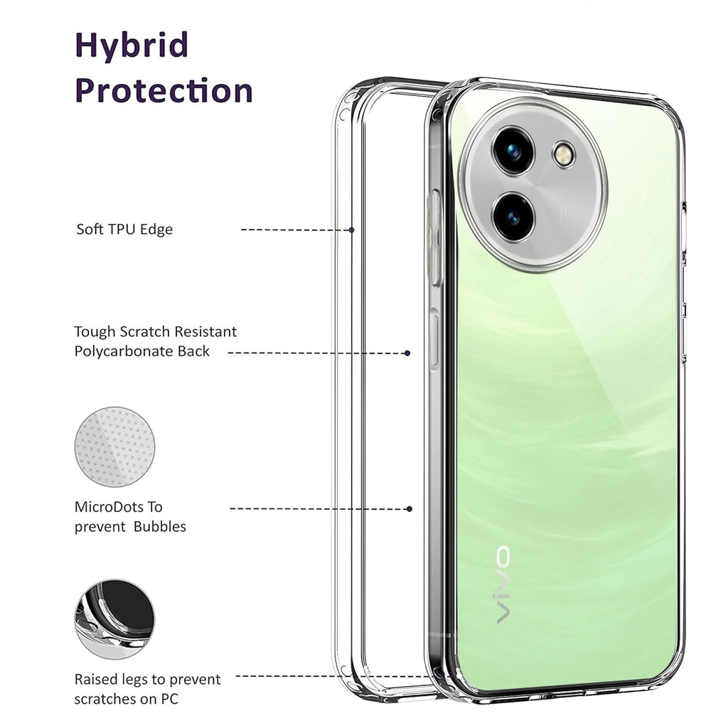 Back Cover for Vivo T3x 5G (Silicone Clear Shockproof Case with Camera Protection
