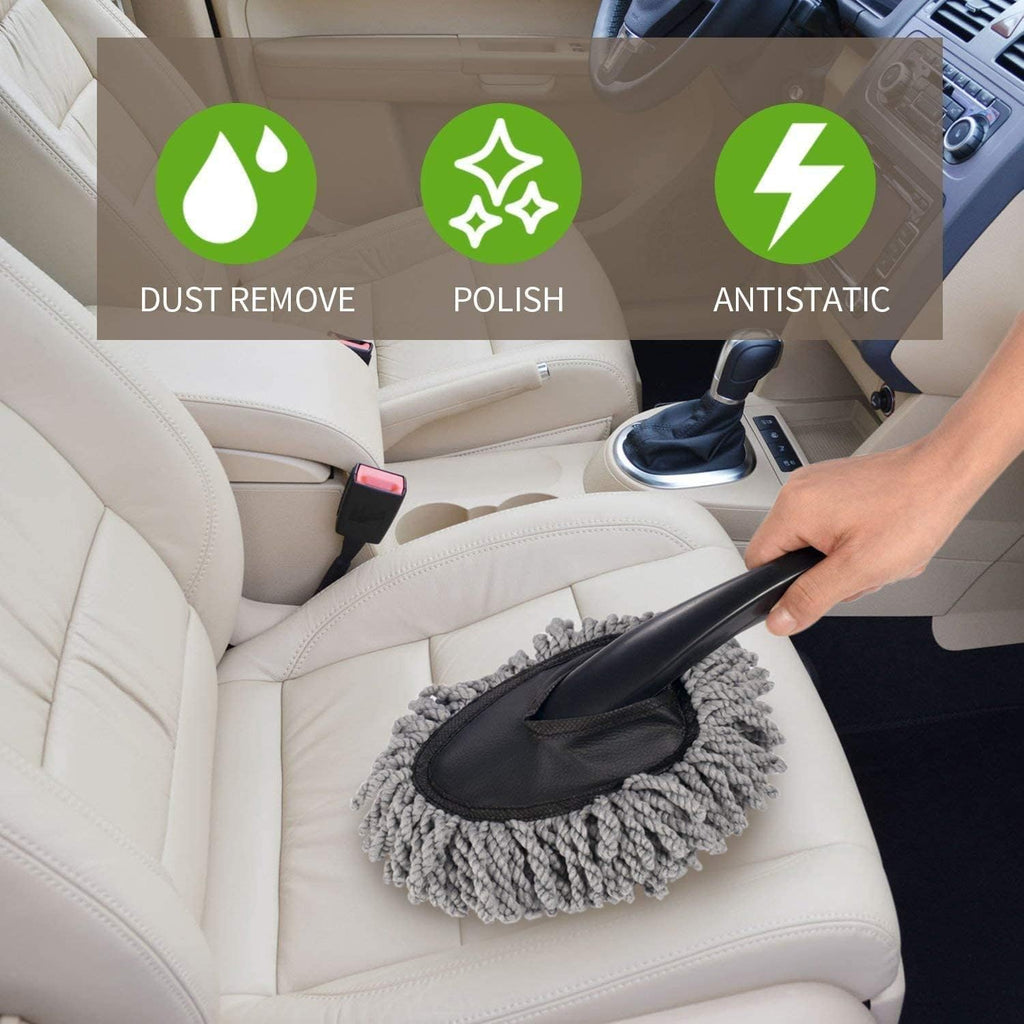 FolksWheel 6-Piece Microfiber Car Cleaning Kit: Includes a long-handle duster, interior/exterior cleaning cloths 600 GSM, Fasttag and an AC vent cleaner. Perfect for SUVs cars and bikes