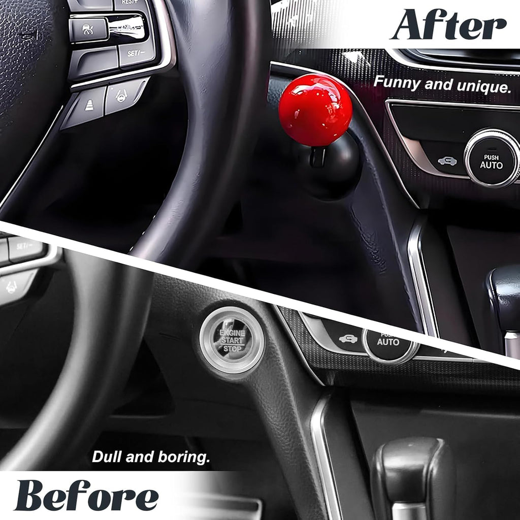 Folkswheel Push Button Start Lever, Car Push to Start Button Rocker, Car Engine Start Stop Button Joystick, Full Ball-bar Rocker Car Button Automotive One-Touch Start Button Cover Protector (Plastic, Red)