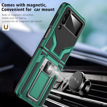 Load image into Gallery viewer, Folkswheel_Samsung Galaxy Z Flip-4 Magnetic Kick Stand Hybrid Cover_Black,Green &amp; Pink