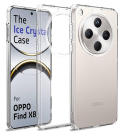 Back Case - Ice Crystal Hybrid Shockproof Back Cover, Transparent PC Military Grade TPU For Oppo Find X8 5G Only