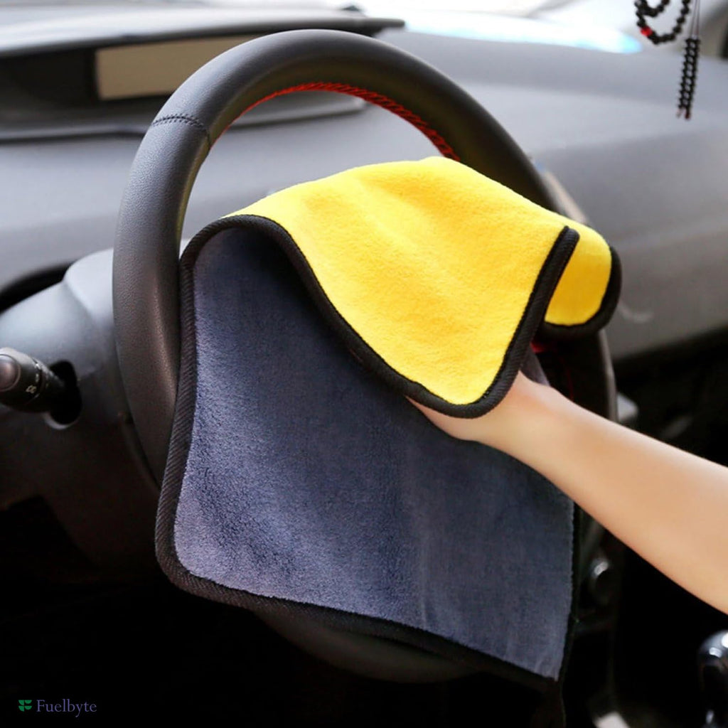 FolksWheel 6-Piece Microfiber Car Cleaning Kit: Includes a long-handle duster, interior/exterior cleaning cloths 600 GSM, Fasttag and an AC vent cleaner. Perfect for SUVs cars and bikes