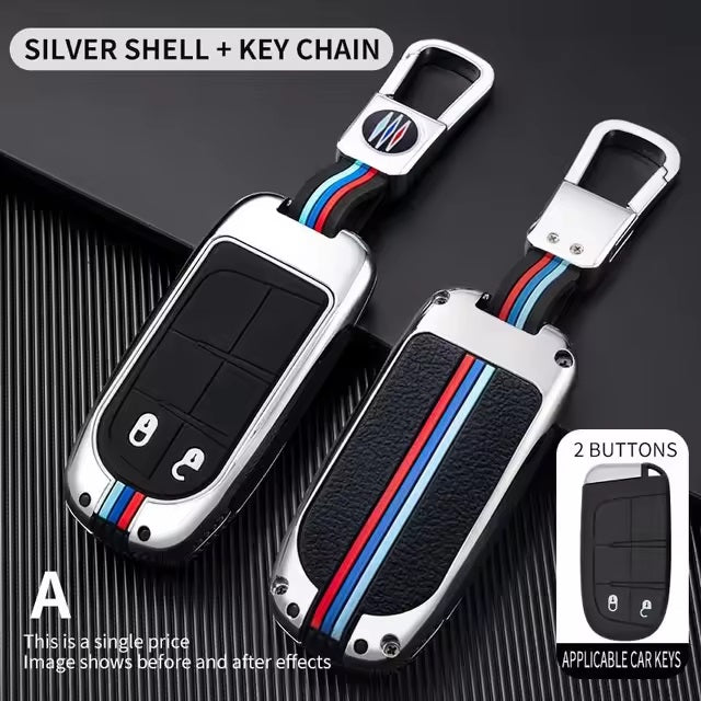 Metal Silicon Key case for Jeep Compass 2 Button Smart Key