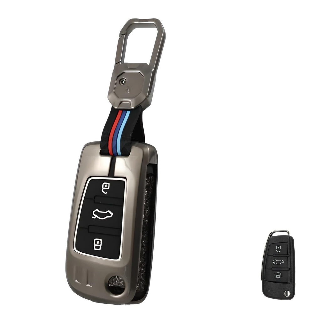 Folkswheel Metal Silicon Key Case for AUDI 3 Button (Flip Key)