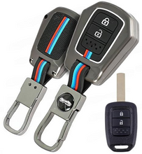 Load image into Gallery viewer, Metal Silicon Car Key Cover Compatible with Honda City, I-VTEC, I-Dtec, Amaze, WRV, CRV, Jazz Etc 2 Button Smart Key Special Feature Visible in Low-Light Condition