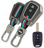 Metal Silicon Car Key Cover Compatible with Honda City, I-VTEC, I-Dtec, Amaze, WRV, CRV, Jazz Etc 2 Button Smart Key Special Feature Visible in Low-Light Condition