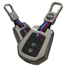 Metal Silicon Car Key Cover Compatible with Honda City, I-VTEC, I-Dtec, Amaze, WRV, CRV, Jazz Etc 2 Button Smart Key Special Feature Visible in Low-Light Condition