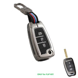 Folkswheel Metal Silicon Car Key Case for Hyundai New i20 Sportz 2023 | Verna 2020-21 | Old Verna Flip Key