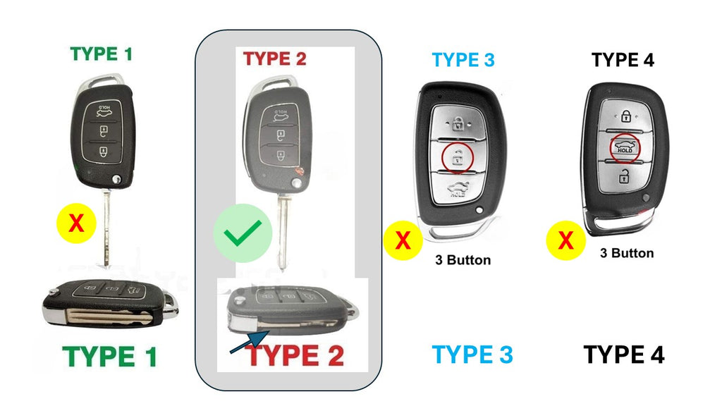 Folkswheel Hyundai Aura | Exter | Venue | Nios | Xcent | i20 Active | i20 Elite | Creta Flip Key (3 Button Smart Flip Key)