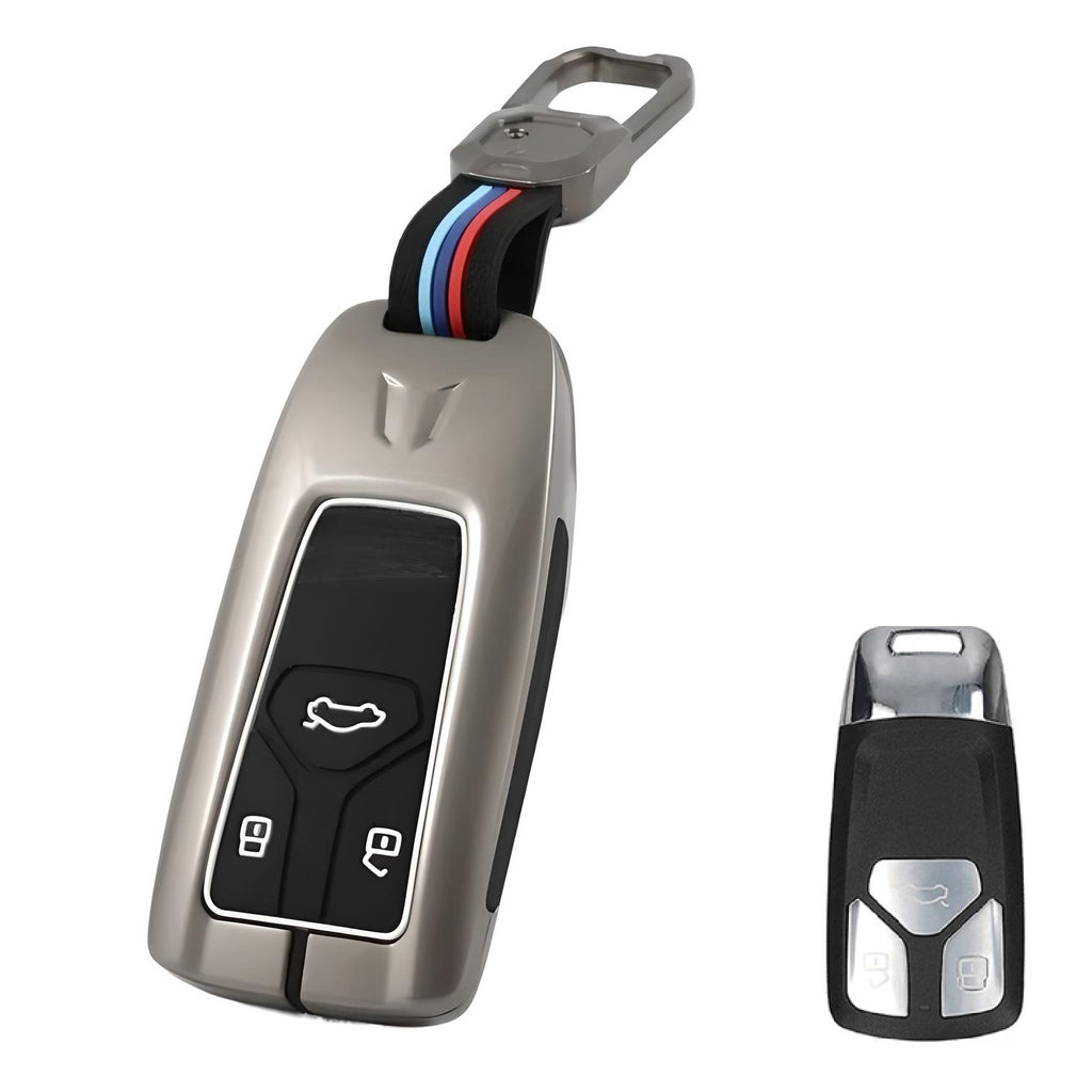 Folkswheel Metal Silicon Key Case for AUDI 3 Button Smart Key