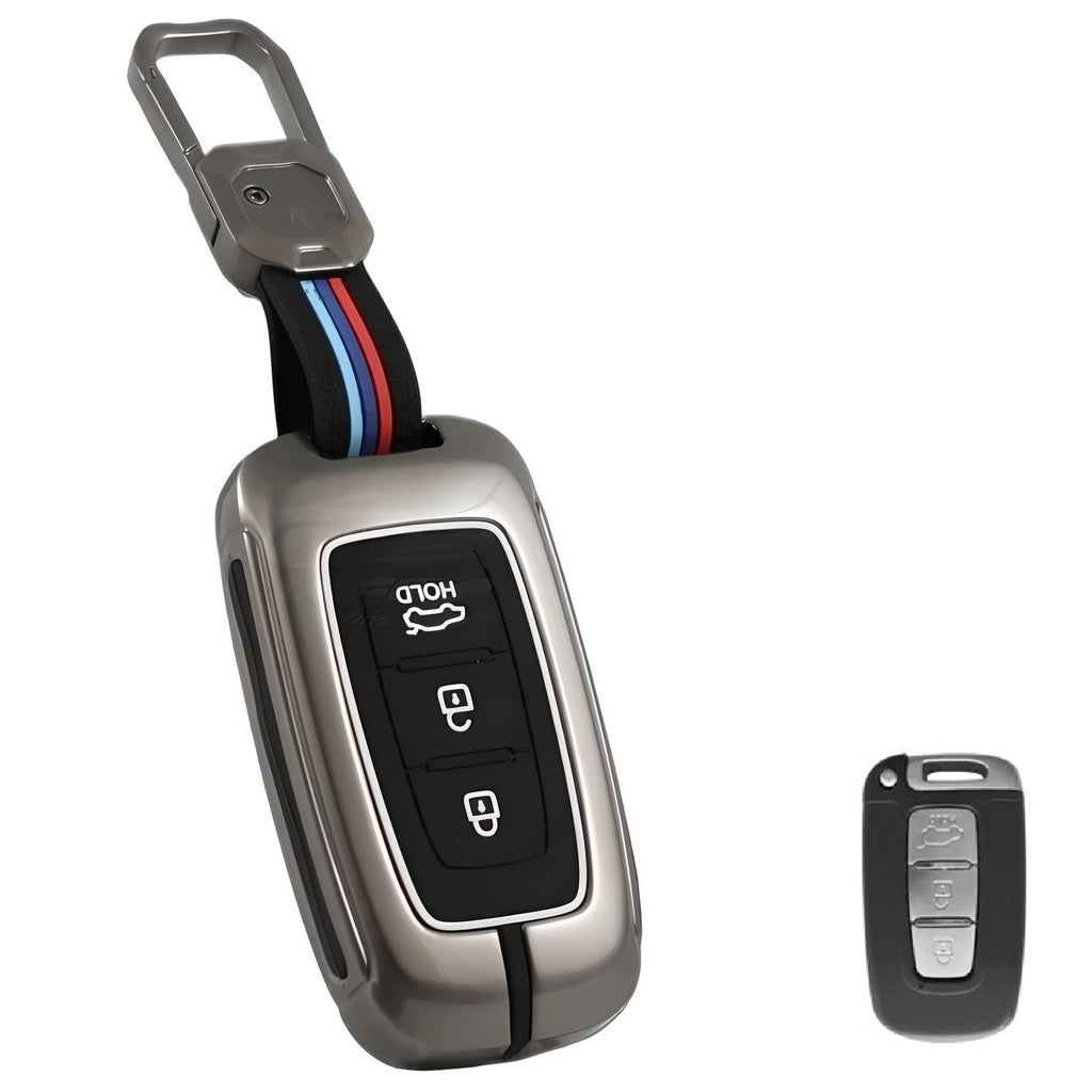 Folkswheel Metal Silicon Car Key Case for Hyundai Elentra | Old Verna | Old i20 Push Button Smart Key