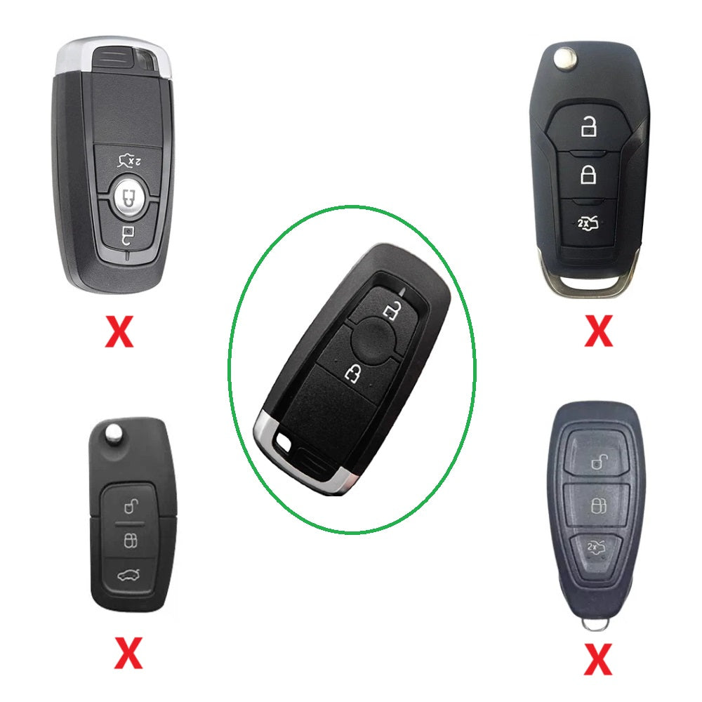 Ecosport | Endeavour | Freestyle | Aspire | Figo  Push Button Remote Key Premium Metal Alloy Keycase with Holder & Rope Chain (2 button Smart Key)