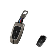 Ecosport | Endeavour | Freestyle | Aspire | Figo  Push Button Remote Key Premium Metal Alloy Keycase with Holder & Rope Chain (2 button Smart Key)