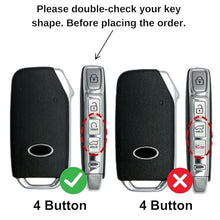 Load image into Gallery viewer, Folkswheel Kia Seltos 2024 2023 Facelift HTX | Carens X Line | Sonet Facelift Luxury Premium Metal Smart Car Key Cover Key Case With Key Chain ( 4 Button )