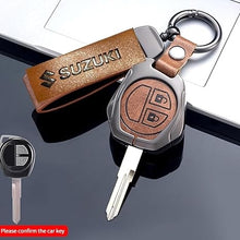 Load image into Gallery viewer, FOLKSWHEEL Suzuki Old Key Metal Alloy Leather Keycase with Holder &amp; Rope Chain