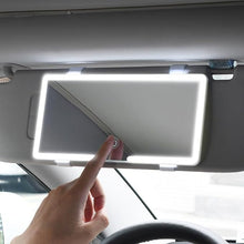 Load image into Gallery viewer, Folkswheel Car Sun Visor Vanity Mirror, Big Led Car Mirror with 3 Light Modes &amp; 80 LEDs, Rechargeable Car Makeup Mirror - Dimmable Touch Control, Car Light Up Mirror Universal for Car